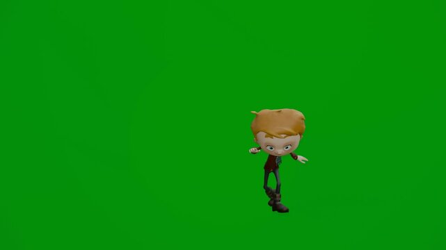 back flip cartoon animation on green screen