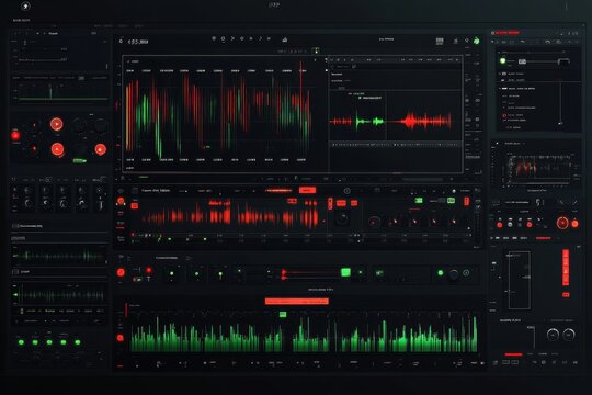 Advanced audio editing software interface showcasing waveforms and controls for precise sound manipulation, User interface of audio editing software