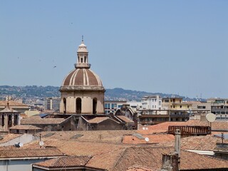 Vue from the top of the dome of Church of Saint Julian (Chiesa di San Giuliano) in Catania city....