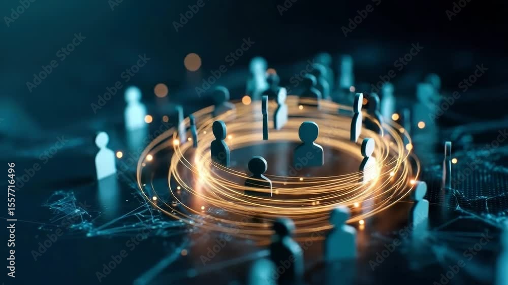 Aufkleber digital network connection technology communication people glowing abstract teamwork innovation conc