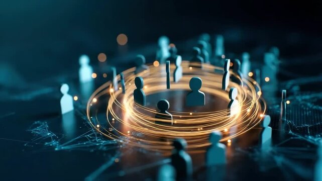 Digital network connection technology communication people glowing abstract teamwork innovation concept with illuminated lines, vibrant energy, and human figures symbolizing collaboration - Powered by Adobe