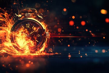 Stopwatch highlighted with fiery effects against a dynamic sports themed background, Stopwatch Running Generic Sports Background