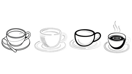 Contemporary Coffee Cups with Swirls Illustration