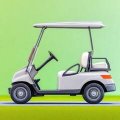 Light Gray Golf Cart Illustration on Green Background