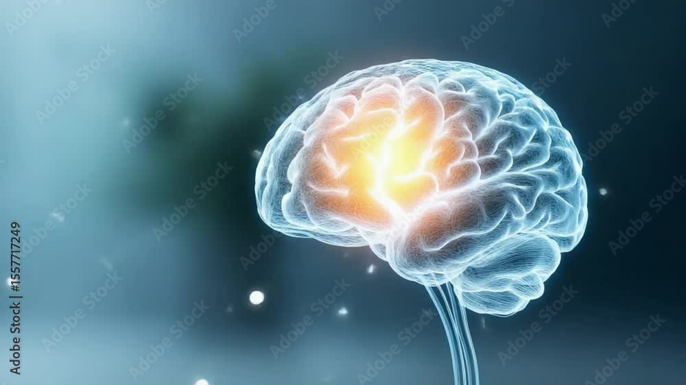 Poster mind's insight: a luminous depiction of the human brain, its intricate structures illuminated, conve