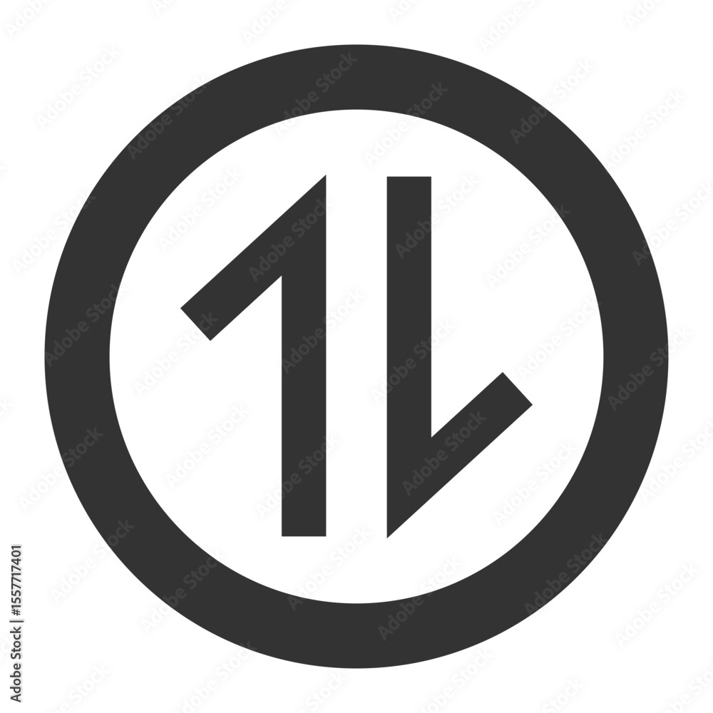 Poster circular icon with two opposing arrows pointing up and down