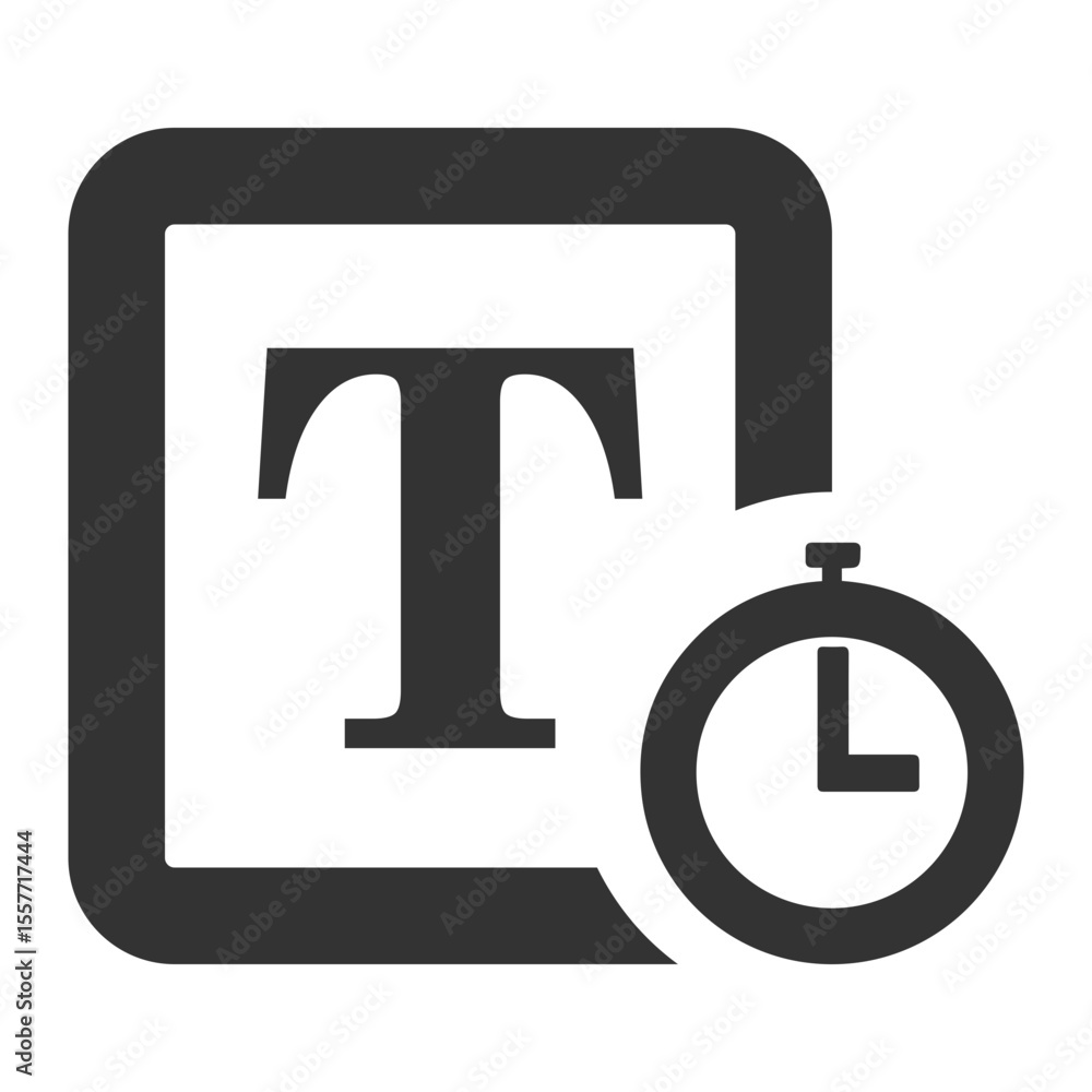Poster text editing with a timer icon representing time management or deadlines
