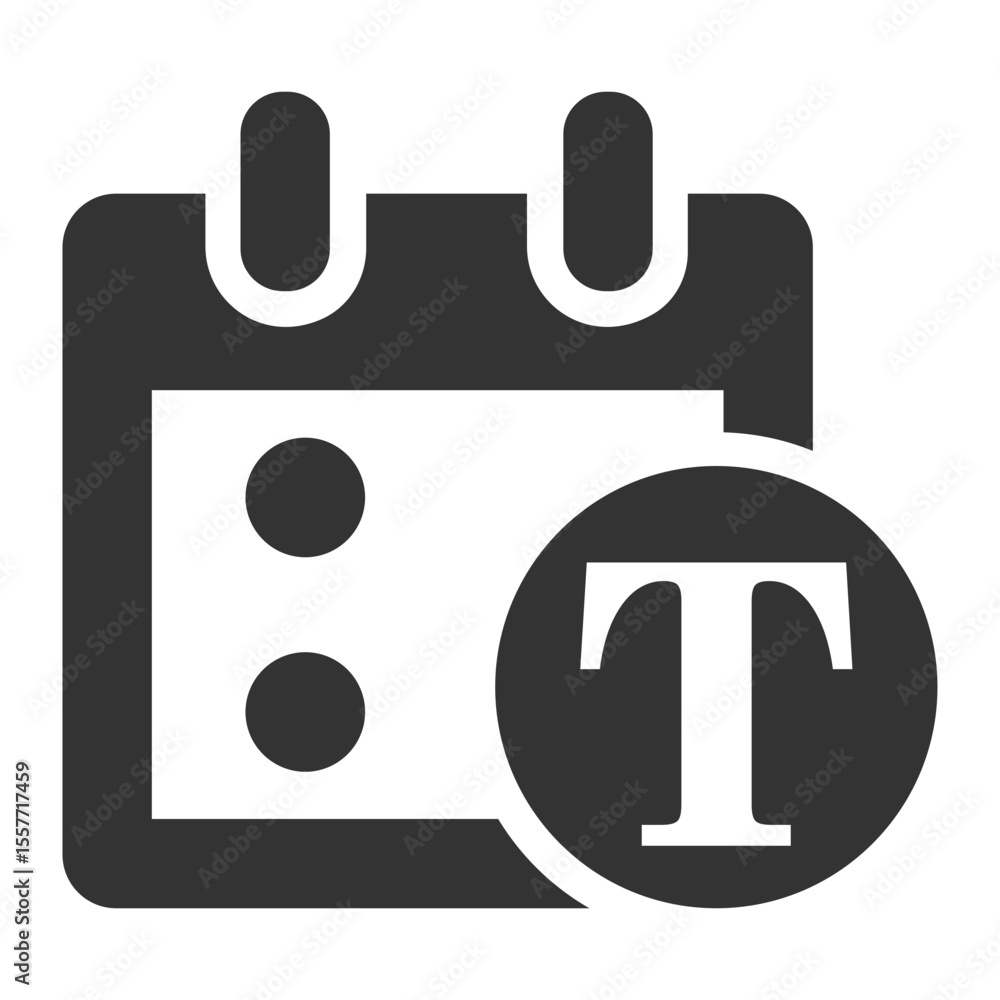 Poster calendar icon with a text symbol indicating event notes or descriptions