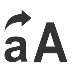 Lowercase a to uppercase a transformation with a directional arrow symbol