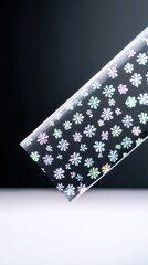 Microscopic View of Iridescent Silver Snowflake Pattern