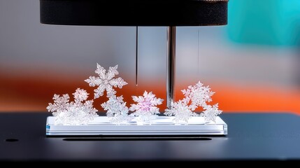 Microscopic View of Silver Snowflake Pattern