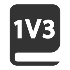 Simple dark gray icon representing one versus three competition or comparison