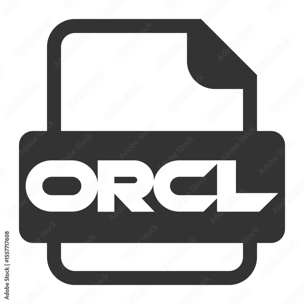 Poster simple dark gray icon representing a document file with the text orcl