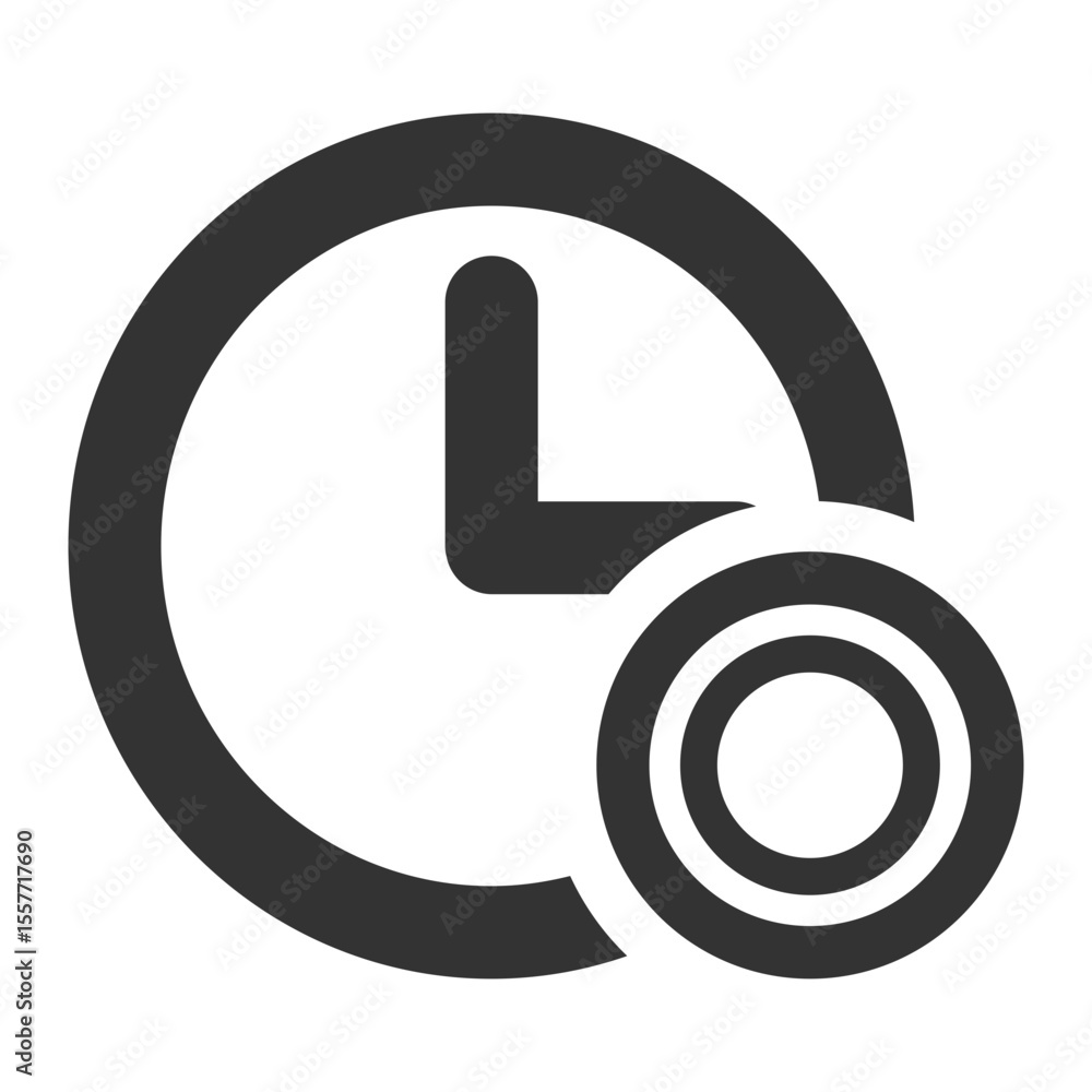 Poster simple dark grey clock icon with a concentric circle overlay