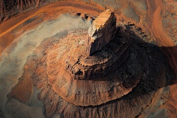 Stunning aerial view of Bell Rock in Arizona showcasing its majestic red rock formations, Aerial view of the Bell Rock