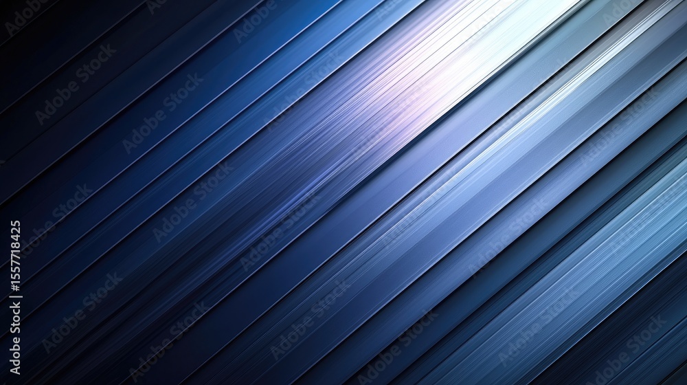 Poster diagonal lines of varying shades of blue create a dynamic abstract design.