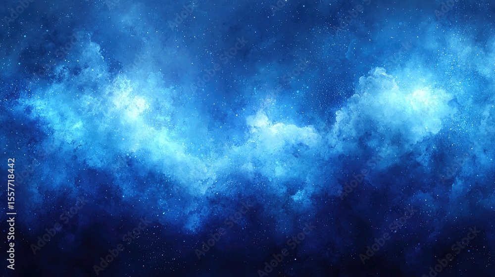 Poster detailed celestial nebulae in a deep blue color scheme.