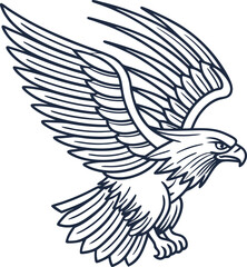 Obraz premium Majestic eagle in flight sketch detailed line art illustration of soaring bird of prey with outstretched wings