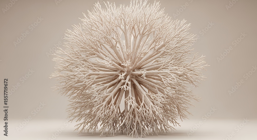 Poster branching sphere with neutral background soft lighting