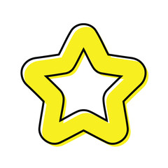 Yellow star icon. Cartoon Symbol for Customer rating feedback or rang rating achievements. vector emblem. Vector illustration