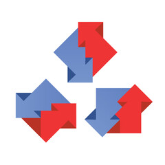 Two arrows circle. Arrow icon. Symbol or emblem in flat style. Exchange data symbol icon. vector illustration
