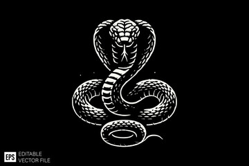 dark art snake illustration black and white design in black background