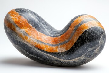 Abstract stone sculpture, organic form with vibrant bands