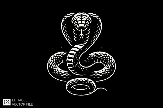dark art snake illustration black and white design in black background