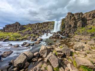 Thingvellir National Park rift valley, Waterfall, Pingvellir, Iceland