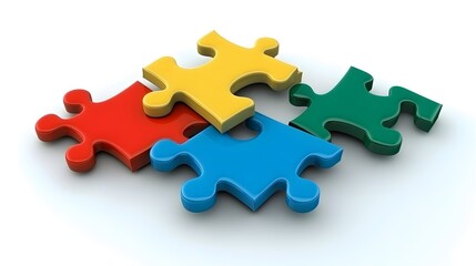 Obraz premium Colorful Puzzle Pieces Interlocking Teamwork Concept 3D Illustration