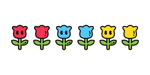 rose flower icon logo cartoon character plant vector leaf leaves garden forest doodle illustration rgb design isolated