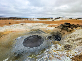 Boiling Mud Pits In Hverir, Iceland