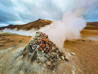 Boiling Mud Pits In Hverir, Iceland