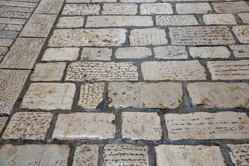 Old stone pavement texture background.