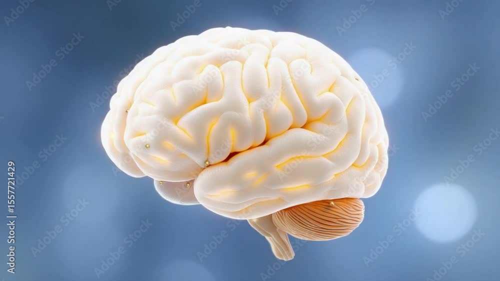 Poster human brain anatomy: detailed 3d rendering of a human brain, highlighting its intricate structure an