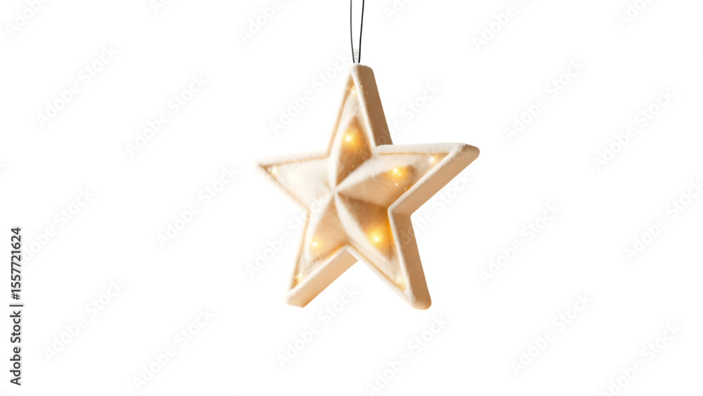Poster plush star shape isolated on transparent background 3d design element