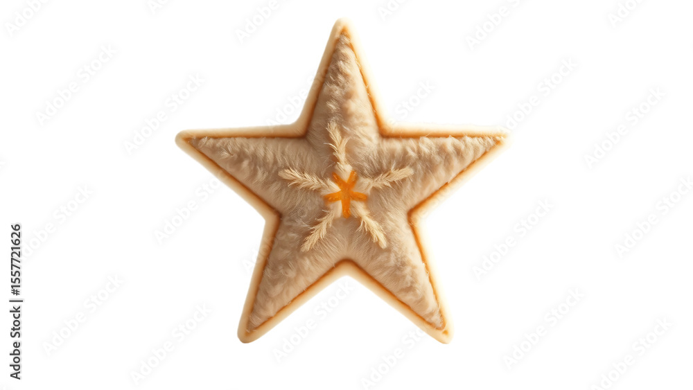 Poster plush star shape isolated on white background 3d design element