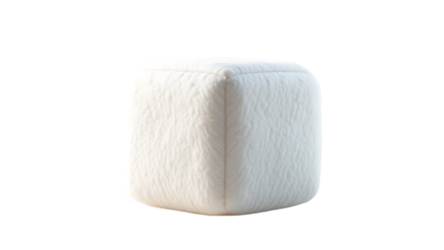 Plush cube shape isolated on white background 3d design element