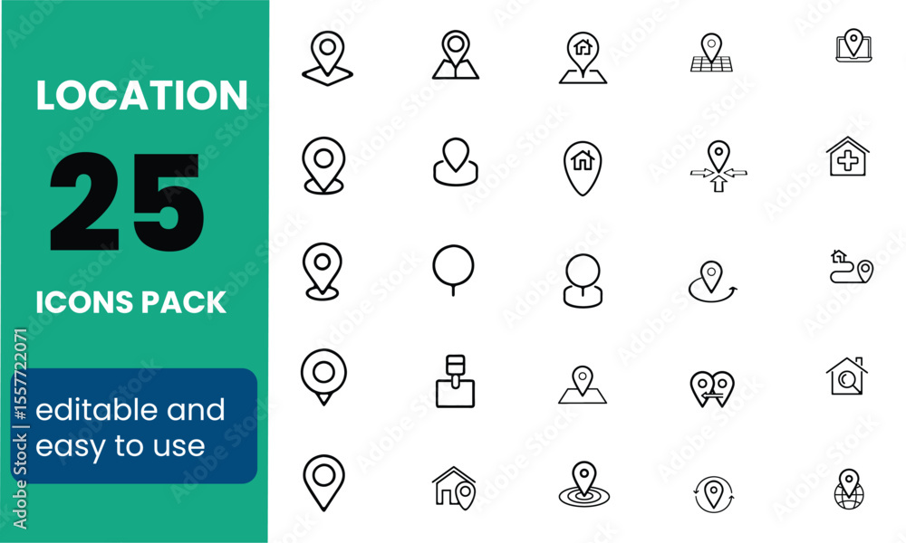Aufkleber map location line editable icons set. vector illustration in modern thin line style of place mark re