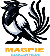 Magpie bird logo vector white background .