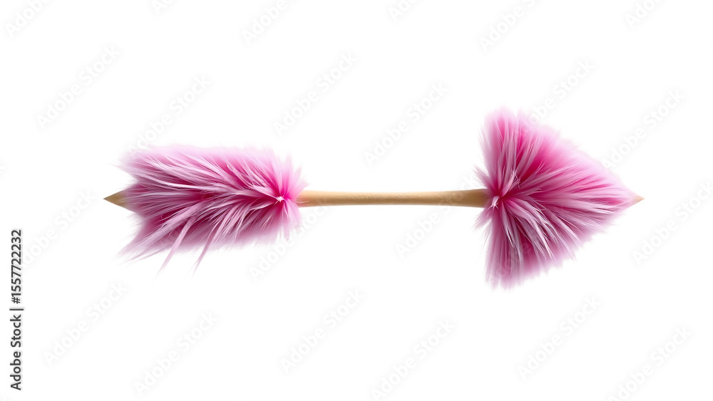 Poster arrow shape with pink fur isolated on white background 3d rendering