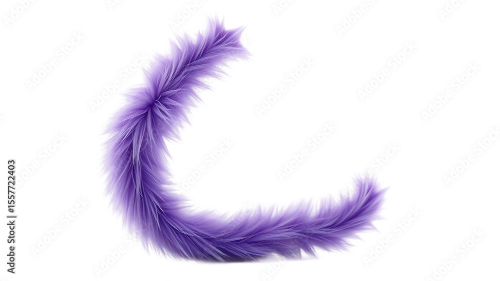 Poster abstract shape made of violet fur isolated on white background 3d rendering