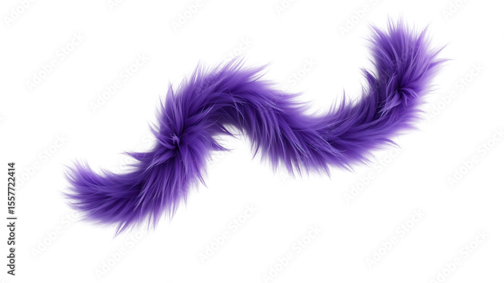 Fototapete Abstract shape made of violet fur isolated on white background 3d rendering