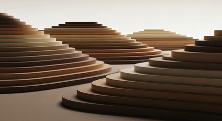 Abstract Circular Step Landscape with Neutral Earth Tones