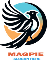 Magpie bird logo vector white background .