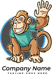 Obraz premium Cute Monkey Cartoon Vector – Perfect for Stickers, T-Shirts & Kids Projects