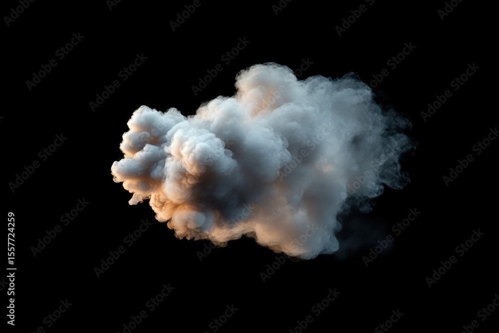 Poster puff of smoke billowing against a dark background creates a striking visual effect, puff of smoke on