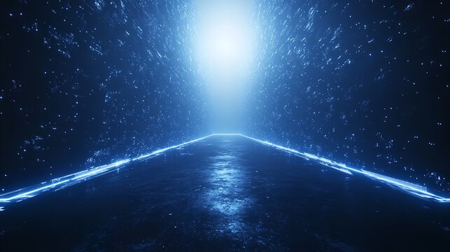Futuristic glowing tunnel background wallpaper hd abstract technology space light blue digital art design silhouette