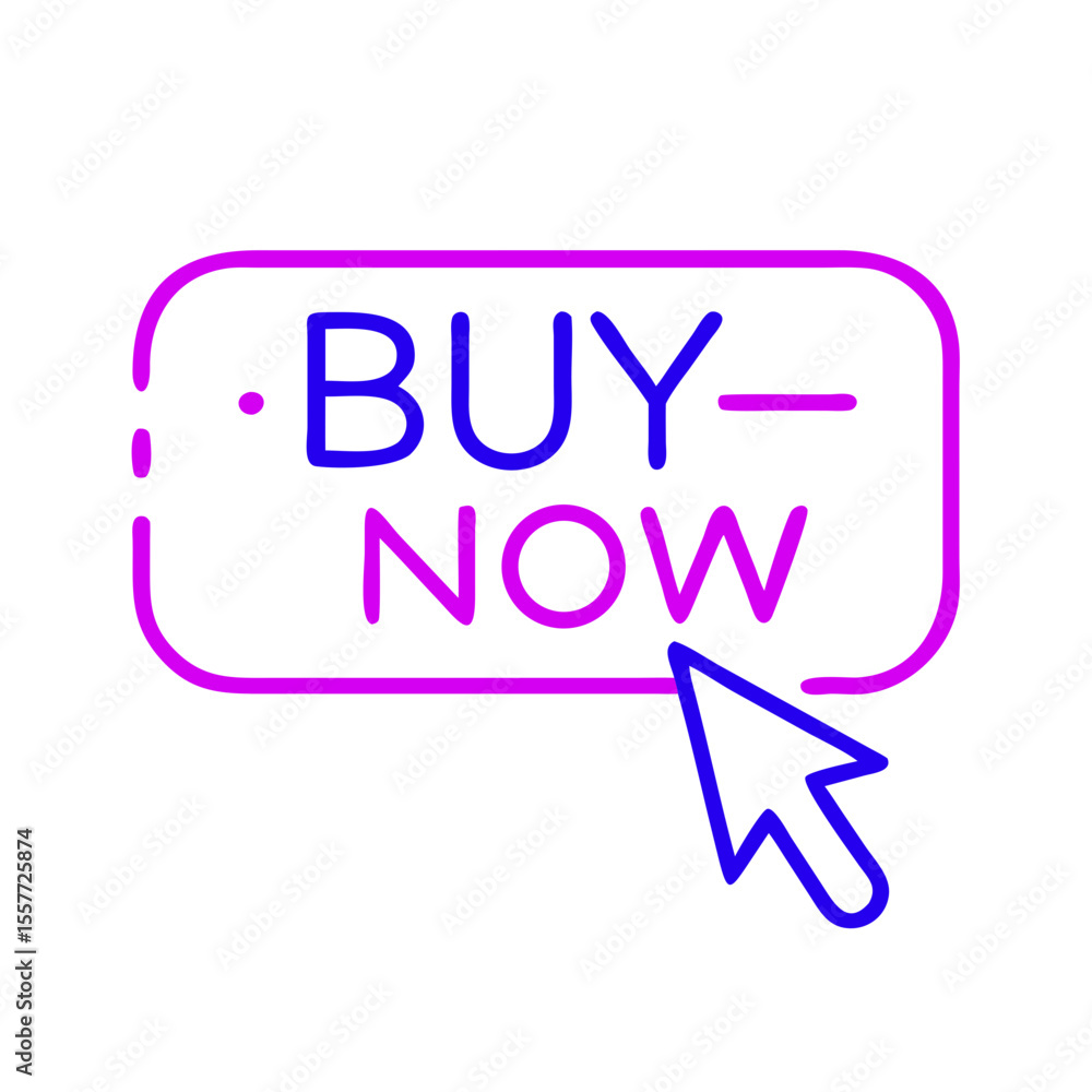 Poster simple vector linear icon depicting a buy now button