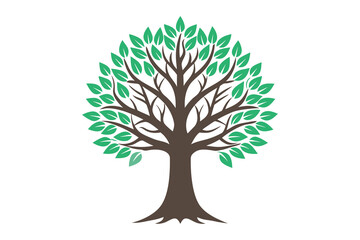Green vector tree with leaves isolated on a white background, symbolizing nature, growth, and eco-friendly design